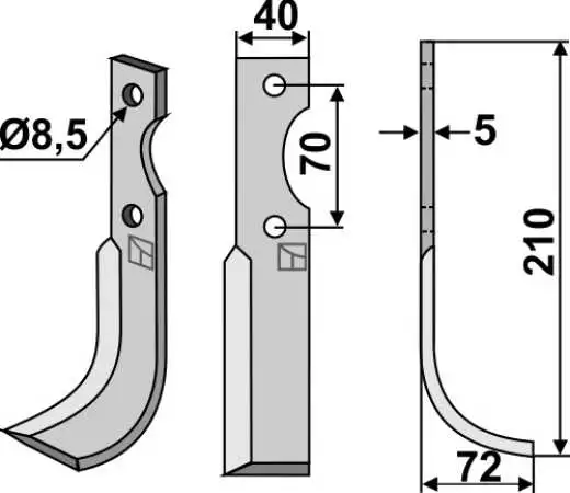 Fräsmesser 210x40mm, rechts
